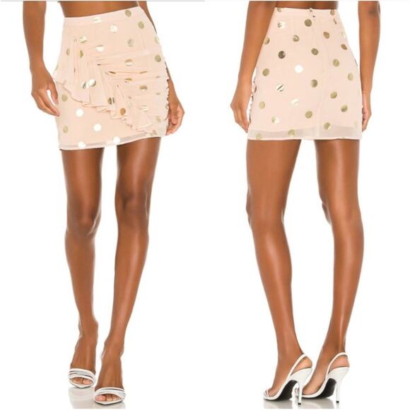 camilla coelho kaylee mini skirt in blush gold size edium - Picture 1 of 11